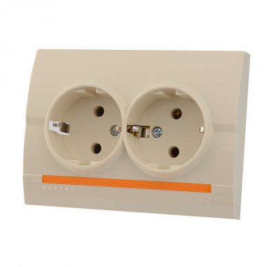 Фотография товара 'Lezard DERIY Розетка двойная с заземлением, 702-0303-127B'
