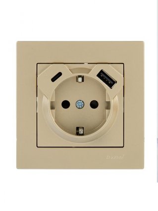 Фотография товара 'Lezard 742-3688-181TC VESNA Розетка с/з TC+USB разъём'