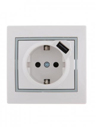 Фотография товара 'Lezard MIRA Розетка с заземлением + USB разъём , 701-0215-181'