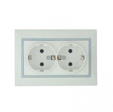 Фотография товара 'Lezard MIRA Розетка двойная с заземлением керамика, 701-0215-127'