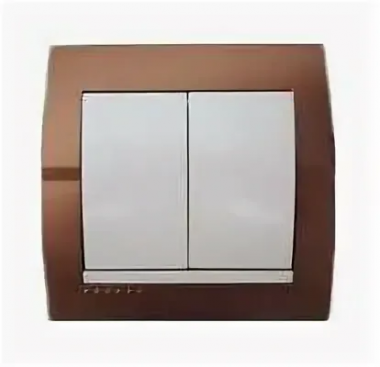 Фотография товара 'Lezard 702-3230-101 DERIY Выключатель двойной коричневый и жемчужно-белый металлик'