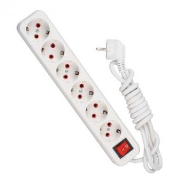 Фотография товара 'Lezard LILA Удлинитель с заземлением 6 входов 3 метра с выключателем, 720-0603-602'