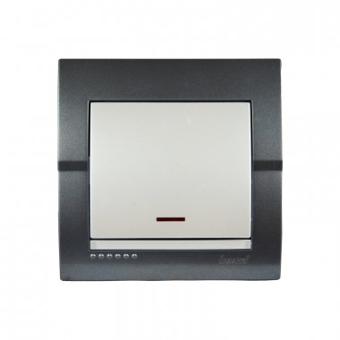 Фотография товара 'Lezard 702-2930-111 DERIY Выключатель с подсветкой темно-серый и жемчужно-белый металлик'