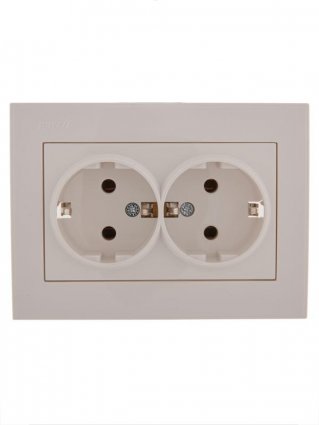 Фотография товара 'Lezard RAIN Розетка двойная с заземлением керамика, 703-0202-127'