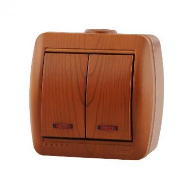 Фотография товара 'Lezard NATA Выключатель двойной с подсветкой, 710-0800-112'