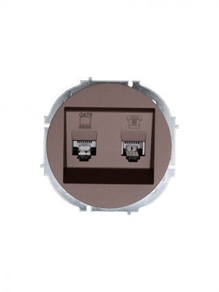 Фотография товара 'Lezard 743-7388-144 OSEN Розетка компьютер+телефон шоколад с модулем Cat 6'