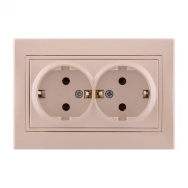 Фотография товара 'Lezard MIRA Розетка двойная с заземлением ПБТ, 701-3030-127B'