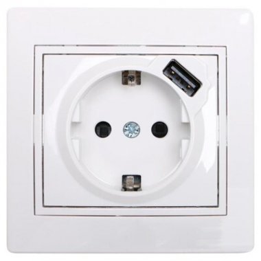 Фотография товара 'Lezard MIRA Розетка с заземлением + USB разъём, 701-0202-181'
