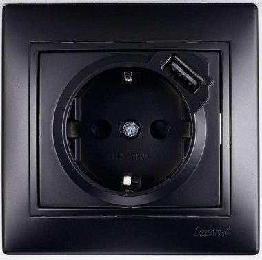 Фотография товара 'Lezard MIRA Розетка с/з + USB разъём, 701-4242-181'