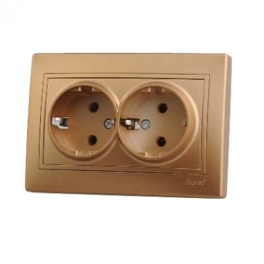 Фотография товара 'Lezard MIRA Розетка двойная с заземлением керамика, 701-1313-127'