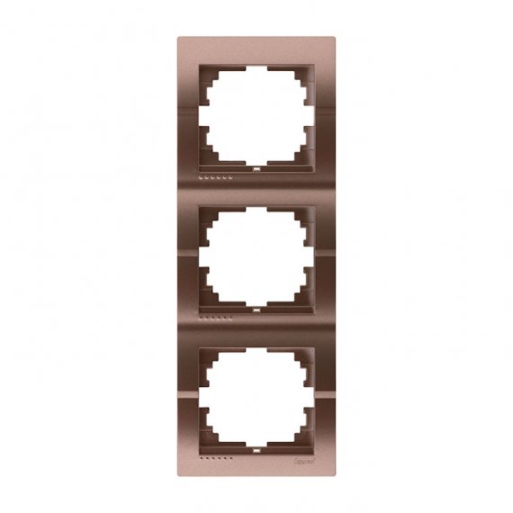 Фотография товара 'Lezard 702-3200-153 DERIY Рамка 3-ая вертикальная коричневая металлик'