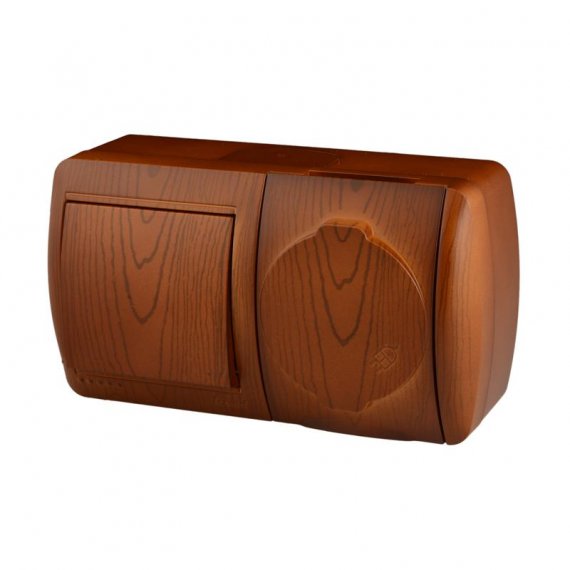 Фотография товара 'Lezard NATA Выключатель и розетка с заземлением, с крышкой, 710-0800-170'