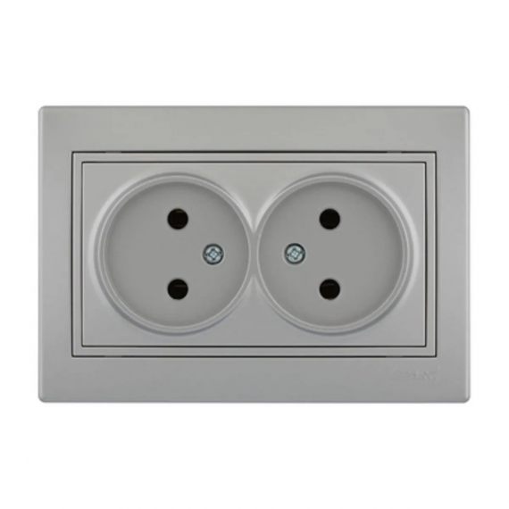 Фотография товара 'Lezard 701-1010-128B MIRA Розетка двойная б/з бакалит метал серый со вставкой'