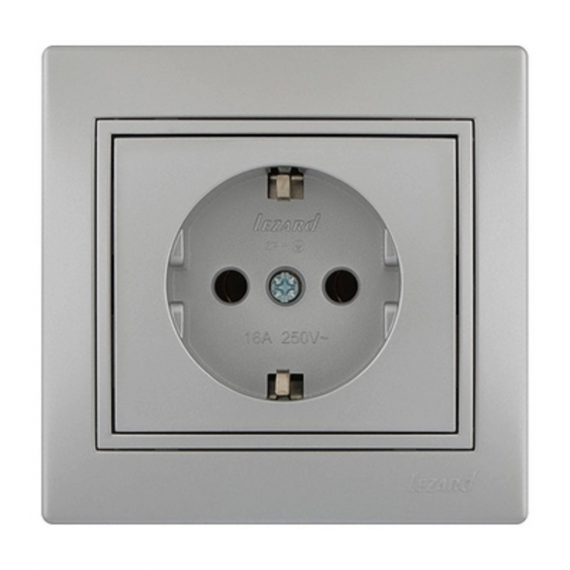 Фотография товара 'Lezard 701-1010-122B MIRA Розетка с/з бакалит метал серый со вставкой'