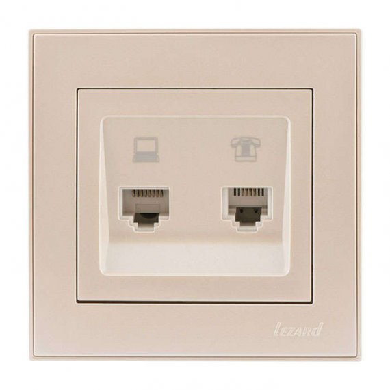 Фотография товара 'Lezard RAIN Розетка компьютер+телефон, 703-0303-143'