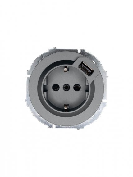 Фотография товара 'Lezard 743-7488-181 OSEN Розетка с/з + USB разъем серый матовый'