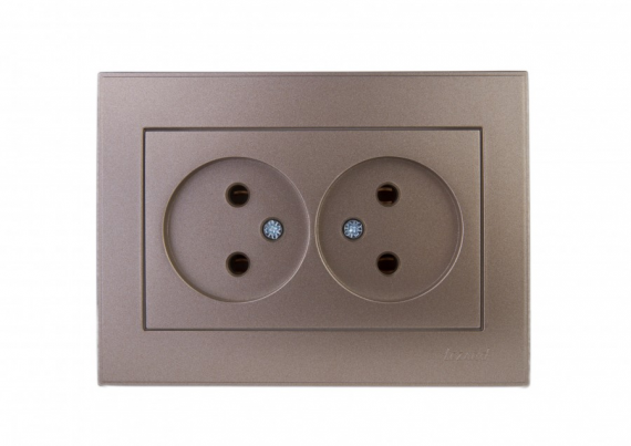 Фотография товара 'Lezard 703-3126-127 RAIN Розетка 2-я с/з керам. цв. бронза матовый + золото'