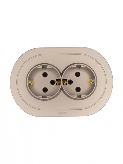 Фотография товара 'Lezard 744-3700-127BPCH OSEN Розетка двойная с защитой от детей ПБТ титан круглая'