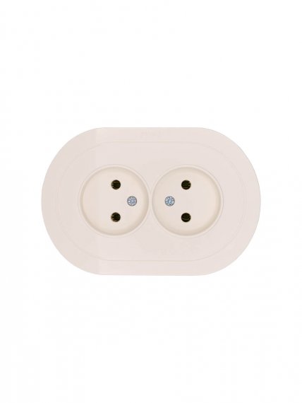 Фотография товара 'Lezard 744-9000-128B OSEN Розетка двойная б/з ПБТ слоновая кость круглая'