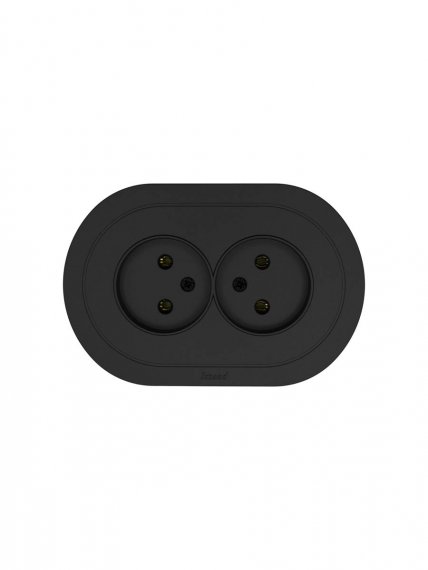 Фотография товара 'Lezard 744-4200-128B OSEN Розетка двойная б/з ПБТ чёрный бархат круглая'