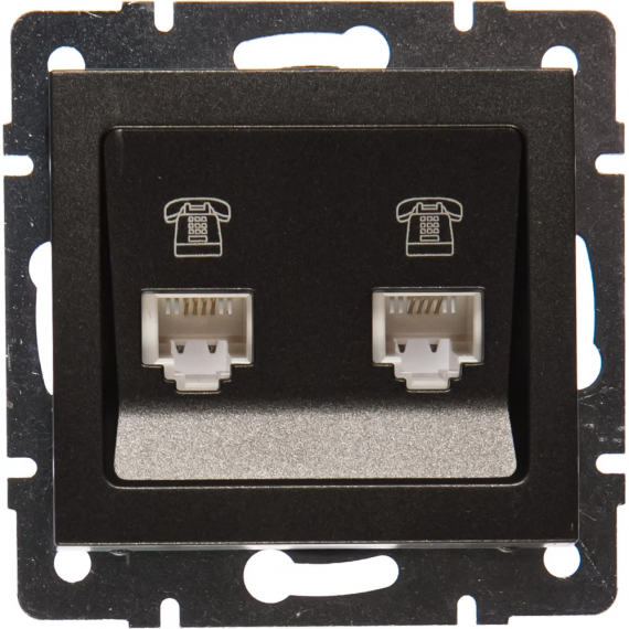 Фотография товара 'Lezard 703-4288-138 RAIN Розетка телеф. 2-я евро цв. черный бархат'