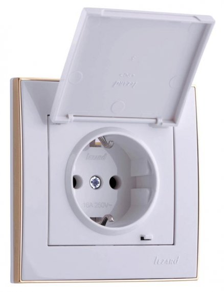 Фотография товара 'Lezard RAIN Розетка с заземлением с крышкой керамика, 703-0226-123'