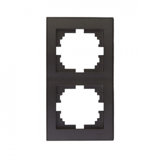 Фотография товара 'Lezard 703-4125-152 RAIN Рамка 2-ая верт. с вст. цв. черный графит матовый + хром'