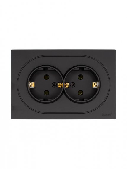 Фотография товара 'Lezard 743-4200-127B OSEN Розетка двойная с/з ПБТ чёрный бархат'