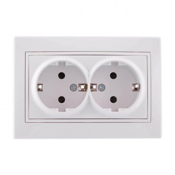 Фотография товара 'Lezard MIRA Розетка двойная с заземлением керамика, 701-0202-127'