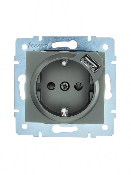 Фотография товара 'Lezard 7081-3588-181 ASTI Розетка с/з + USB разъём'