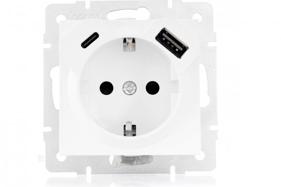 Фотография товара 'Lezard 742-0288-181TC VESNA Розетка с/з TC+USB разъём'