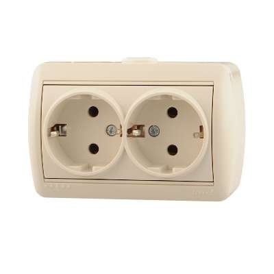 Фотография товара 'Lezard NATA Розетка двойная с заземлением закрытый корпус керамика , 710-0300-127'