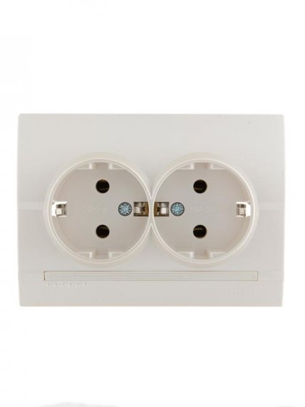 Фотография товара 'Lezard DERIY Розетка двойная с заземлением керамика, 702-3030-127'