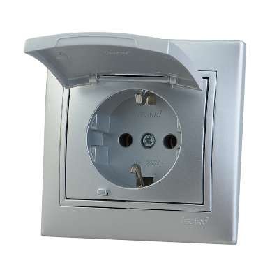 Фотография товара 'Lezard MIRA Розетка с заземлением с крышкой керамика, 701-1010-123'