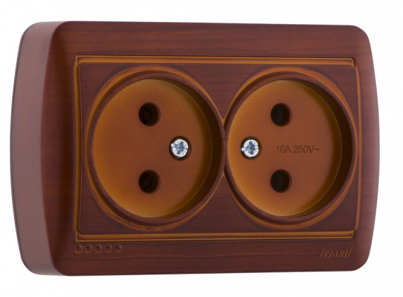 Фотография товара 'Lezard 702-0404-127 DERIY Розетка двойная с/з керамика маун'