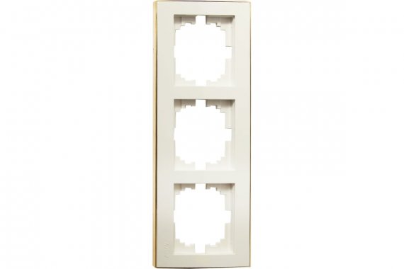 Фотография товара 'Lezard 703-0326-153 RAIN Рамка 3-ая верт. с вст. цв. бежевый + золото'
