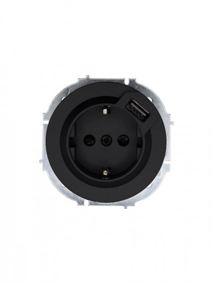 Фотография товара 'Lezard 743-4288-181 OSEN Розетка с/з + USB разъем чёрный бархат'