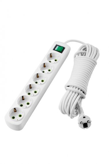 Фотография товара 'Lezard LETITIA Удлинитель с заземлением 6 входа 5 метра с выключателем, 721-0605-602'