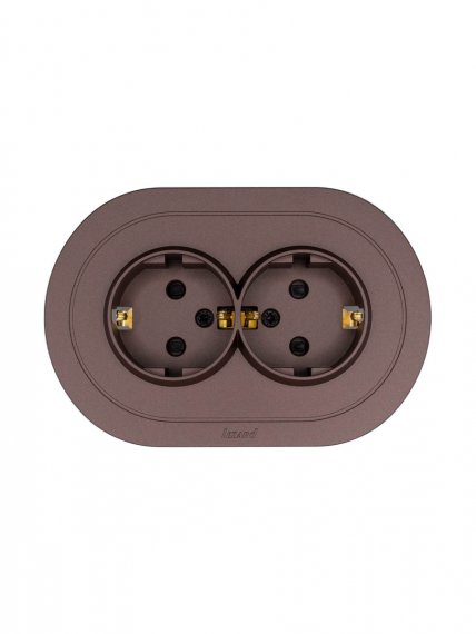 Фотография товара 'Lezard 744-7300-127BPCH OSEN Розетка двойная с защитой от детей ПБТ шоколад круглая'