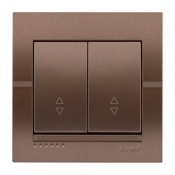 Фотография товара 'Lezard 702-3131-106 DERIY Выключатель проходной двойной светло-коричневый металлик'