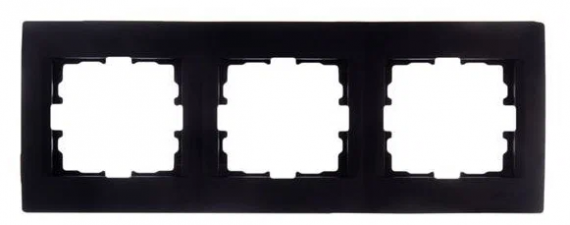 Фотография товара 'Lezard 703-4225-148 RAIN Рамка 3-ая гориз. с вст. цв. черный бархат+ хром'