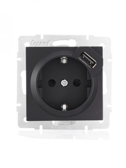 Фотография товара 'Lezard VESNA Розетка с заземлением + USB разъём, 742-4288-181'