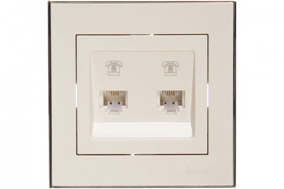 Фотография товара 'Lezard 703-0225-138 RAIN Розетка телефонная двойная евро белый с бок. вст. хром'