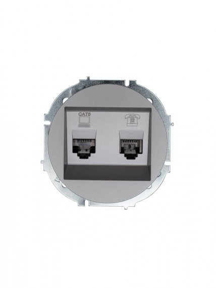 Фотография товара 'Lezard 743-7488-144 OSEN Розетка компьютер+телефон серый матовый с модулем Cat 6'