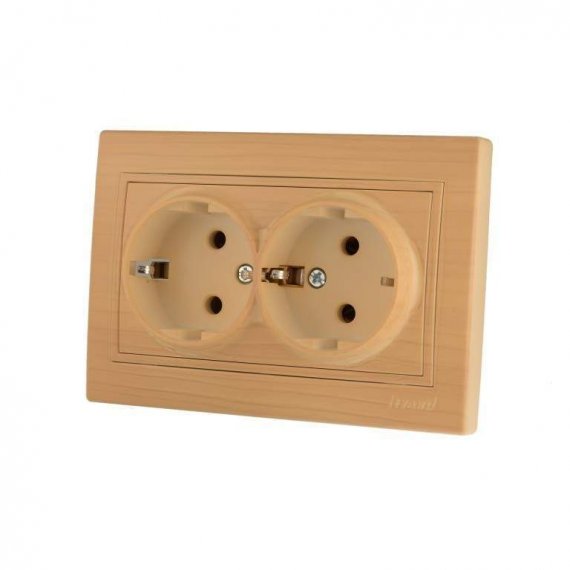 Фотография товара 'Lezard 702-4747-128 DERIY Розетка двойная б/з керамика ясень'