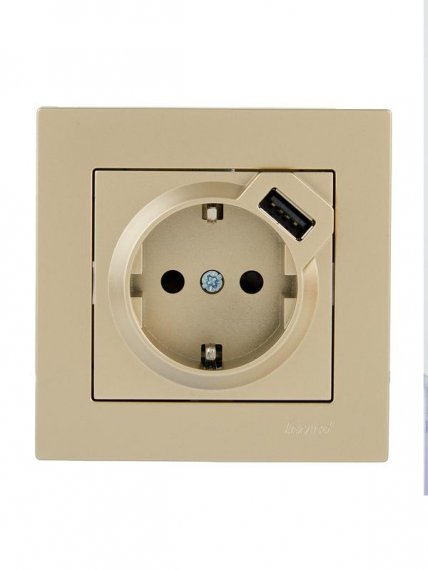 Фотография товара 'Lezard 742-3688-181 VESNA Розетка с/з + USB разъём'