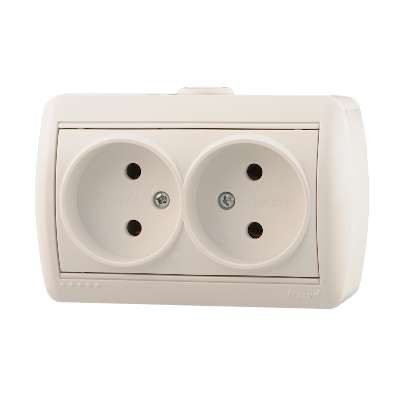 Фотография товара 'Lezard NATA Розетка двойная без заземления закрытый корпус керамика, 710-0200-128'