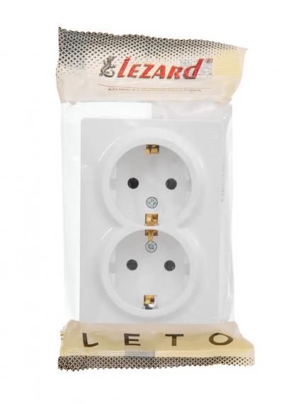 Фотография товара 'Lezard 752-0200-127B LETO Розетка двойная с/з закрытый корпус ПБТ'