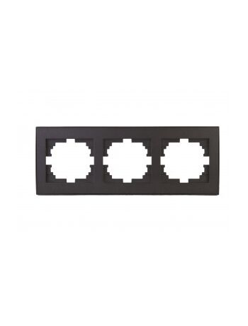 Фотография товара 'Lezard 703-4125-148 RAIN Рамка 3-ая гориз. с вст. цв. черный графит матовый + хром'
