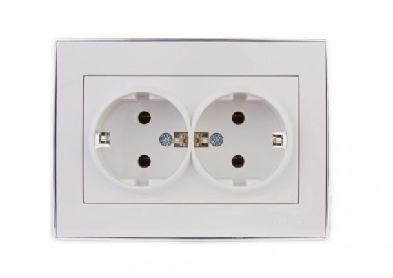 Фотография товара 'Lezard RAIN Розетка двойная с заземлением керамика, 703-0225-127'